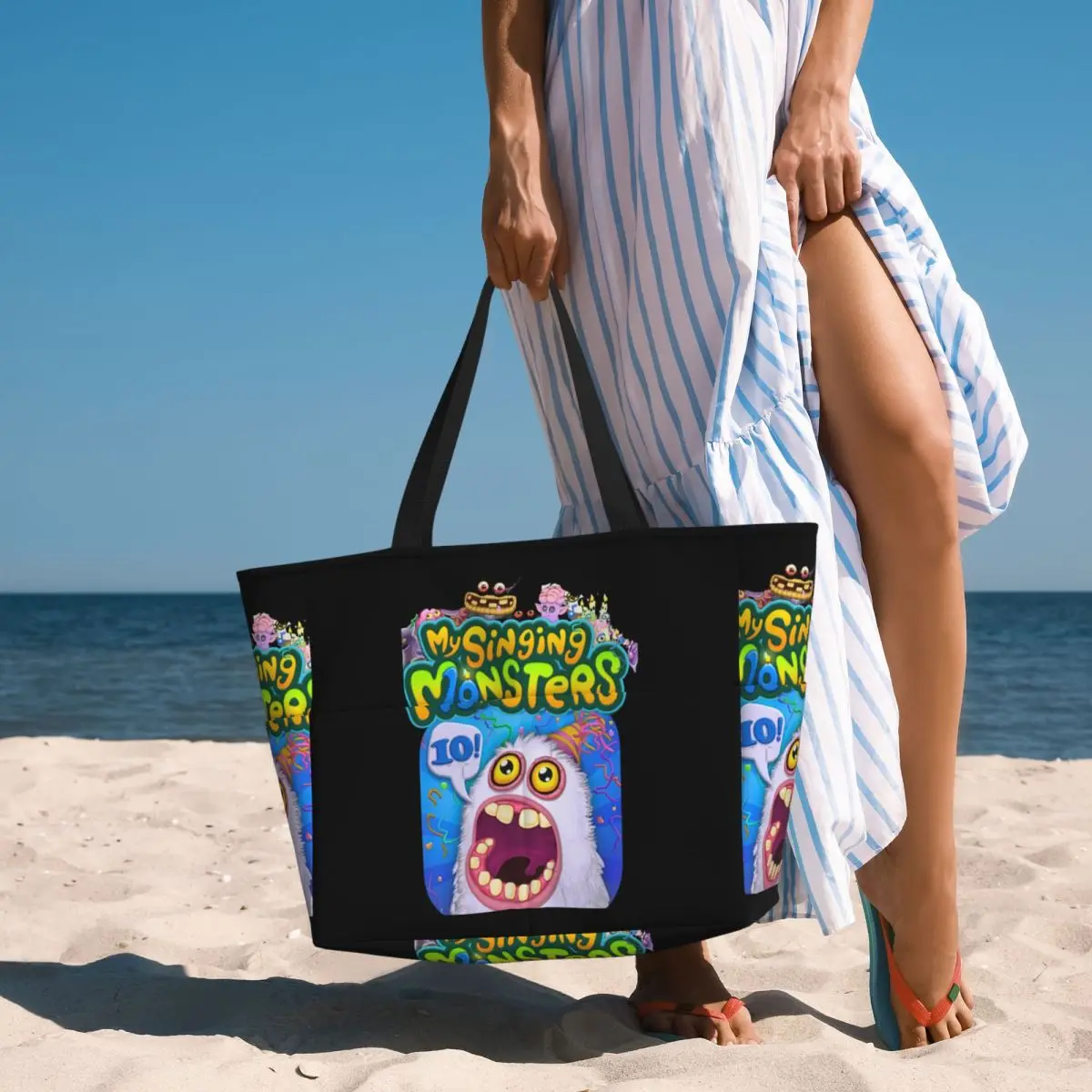 Wubbox My Singing Monsters Beach Tote Bag Sport Gym Yoga Duffle Large Tote Bag Women Travel Bag Fitness bag