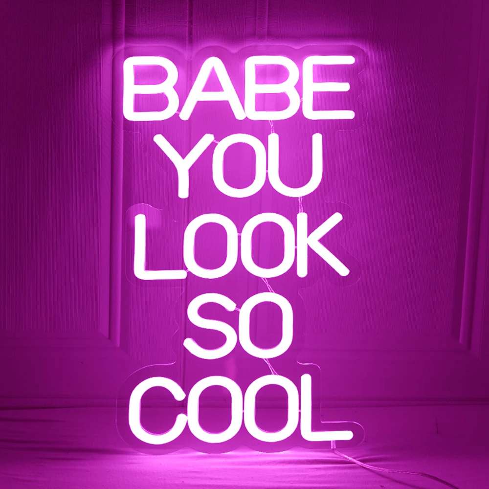 

Ineonlife Neon Light Babe You Look So Cool LED Sign Home Wedding Birthday Party Festival Room Decor Glowing Sign Boy Girl Gift