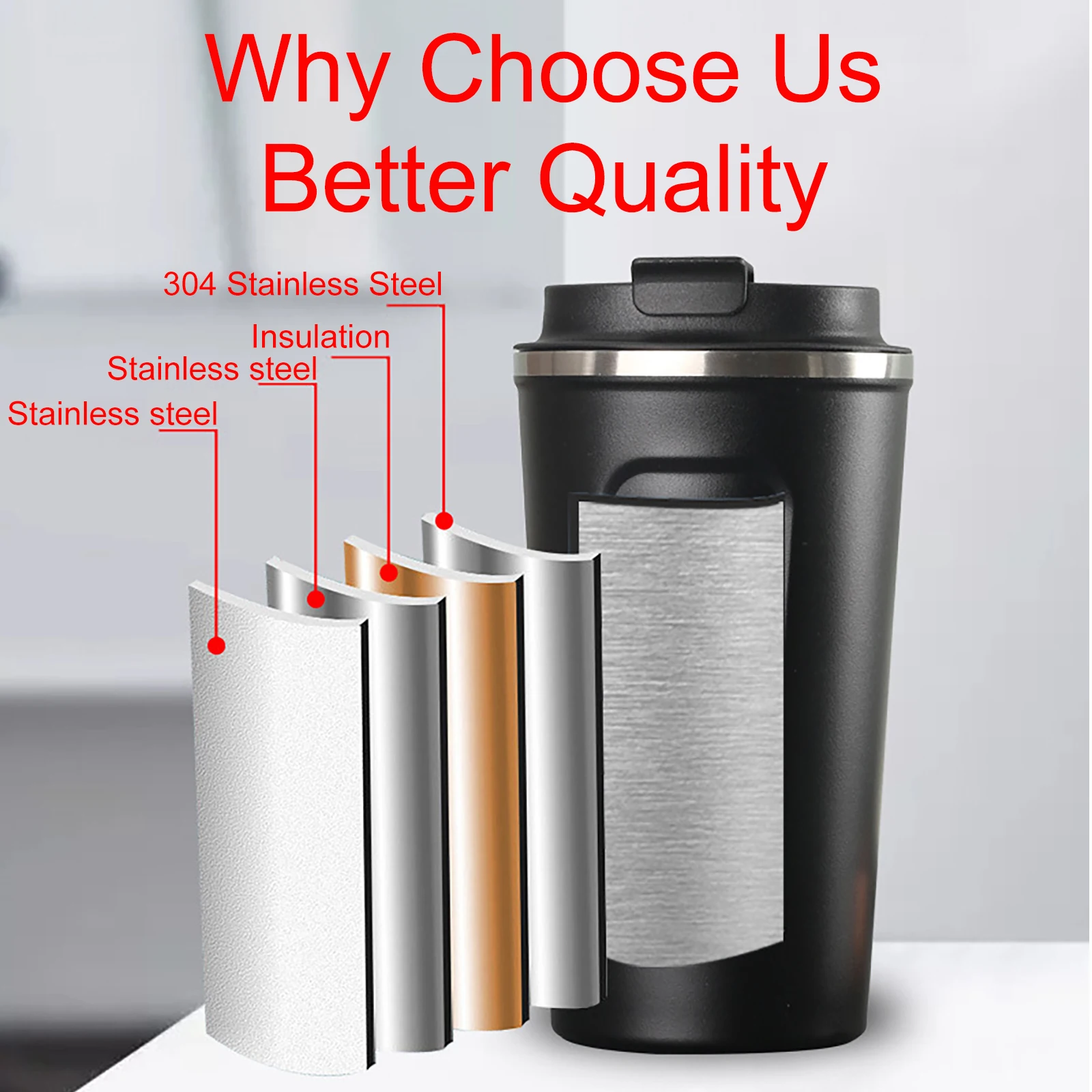 380/510ml Coffee Cup Mug For Juice Tea Water Keep Warm Hot Cold Ice Beverage School Insulated Stainless Steel Leakproof Thermos