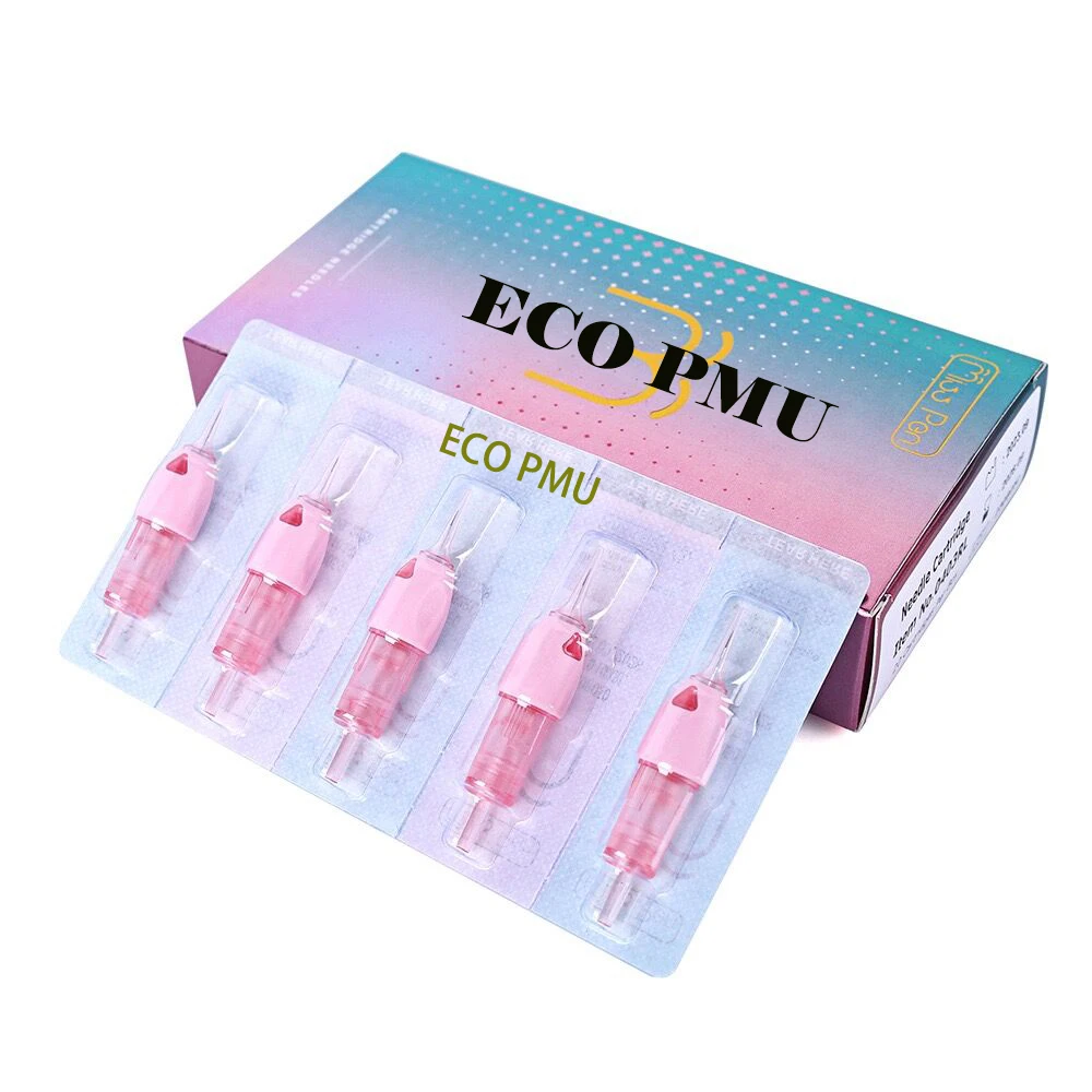 Rosa permanente maquiagem agulhas cartuchos para micropigmentação do couro cabeludo, tatuagem cosmética, ECO PMU, mais novo, 20pcs