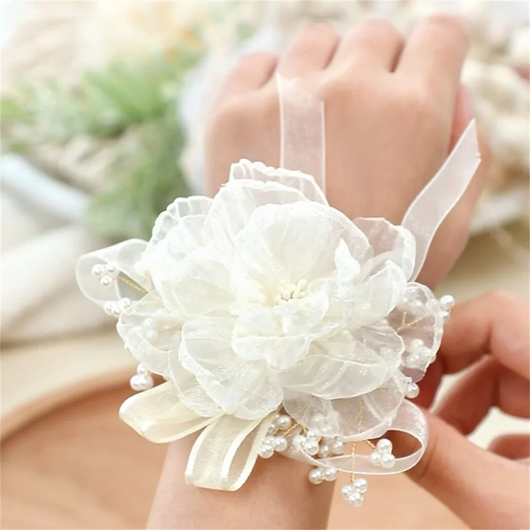 Korean Aesthetic Bridesmaid Wrist Flower Wedding Bride Wedding Band Wedding Photography Props Bridemaids Wrist Flower