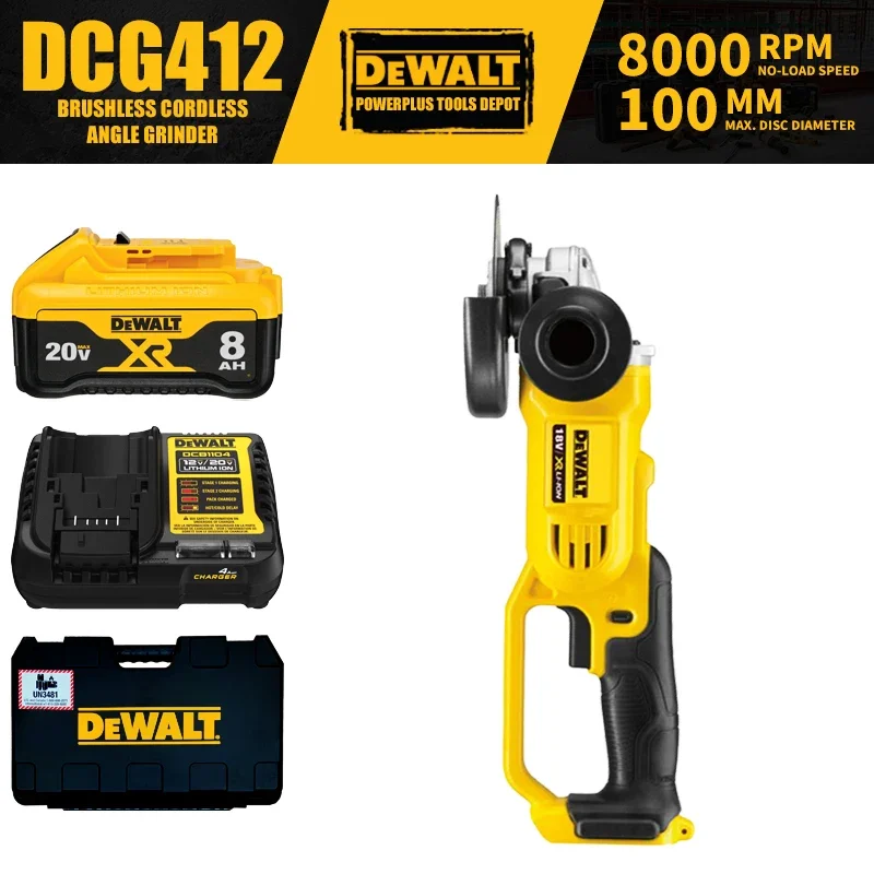 DEWALT DCG412 Kit Cordless 100mm Angle Grinder 18V Power Tools 8000RPM With Battery Charger