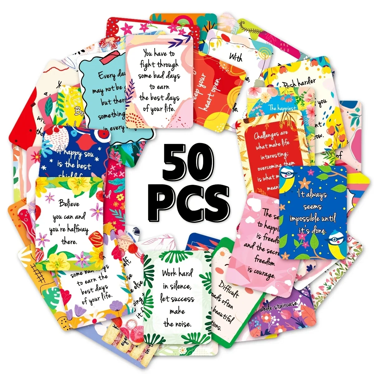 50pcs Cross-Border Inspirational English Quotes Motivational Encouragement Employee Lunch Box Thank You, Phone Computer Stickers