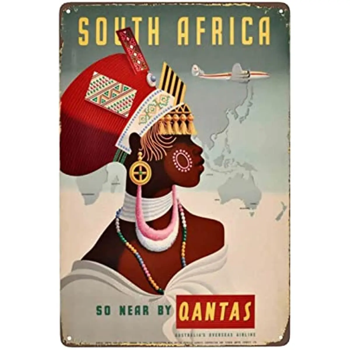 Funny Travel for 1950s Airline To South Africa Vintage Metal Sign Decor Retro Tin Signs Office Garden Printing Art Poster