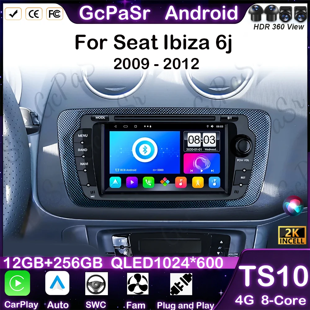 

Car For Seat Ibiza 6j 2009 2010 2011 2012 Android 14 Wireless CarPlay Car Radio Multimedia Navigation Stereo Video Player 5G GPS