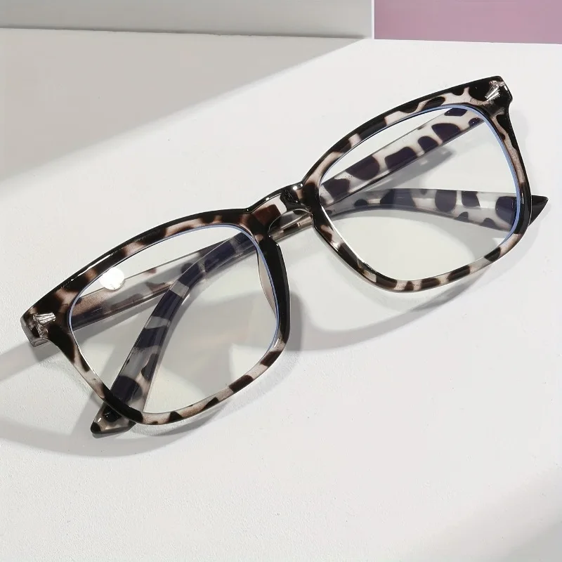 Montura de gafas retro de luz plana para mujer, montura de gafas lisa cuadrada para mujer, gafas antiluz azul
