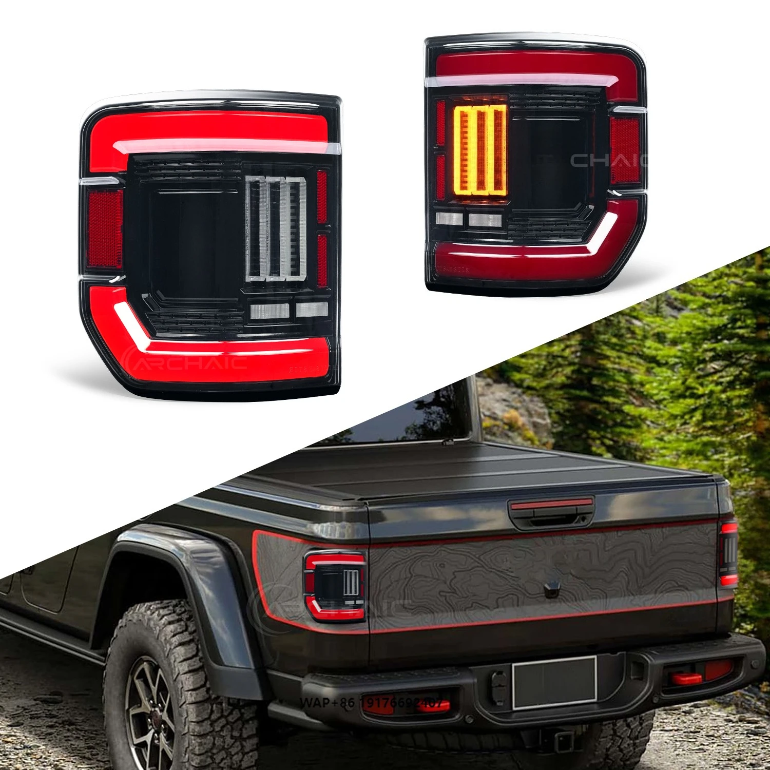 

Archaic New LED Taillights for Gladiator JT 2019-2025 Plug&Play Sequential Turning Signal DOT Certified Car Modification