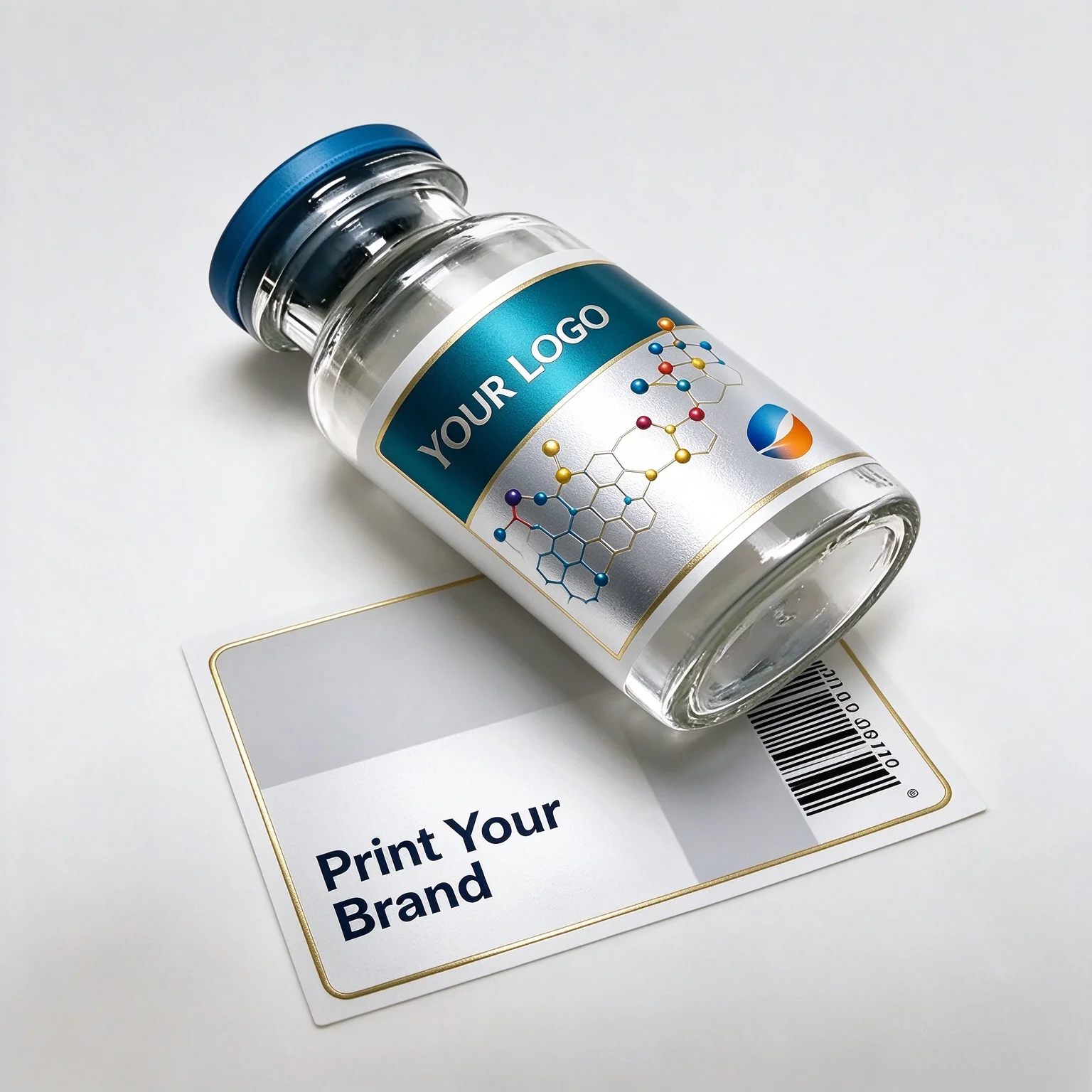 Peptide Bottle Waterproof Vinyl Stickers,Free Custom Printed Vial Labels for 3ml and 10ml Small Glass Bottles