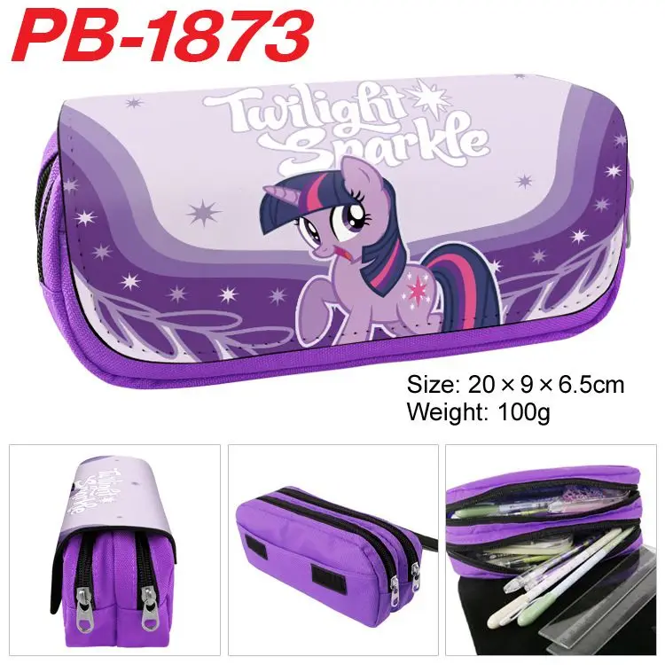 20Cm Anime My Little Pony Double Layer Pencil Cute Student Large-Capacity Multifunctional Pencil Bag and Stationery Storage