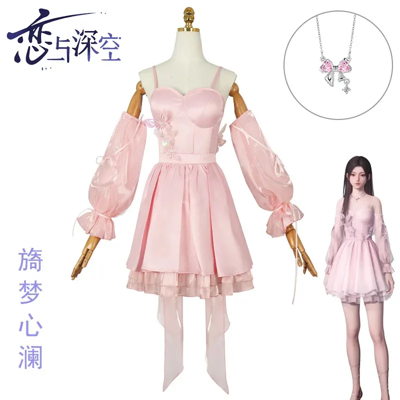

Game Love and Deepspace Mc Hunter Cosplay Girls Women Pink Dress Uniform Suit Party Play Outfits for Sexy Girl Skirt yi;4