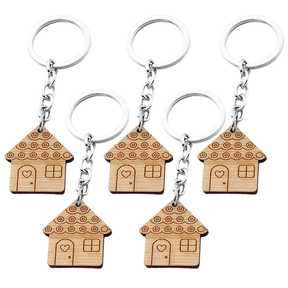 

5 Pcs Love House Keychain Decoration Cute Home Shaped Keychains Gift Safe Metal House-shaped