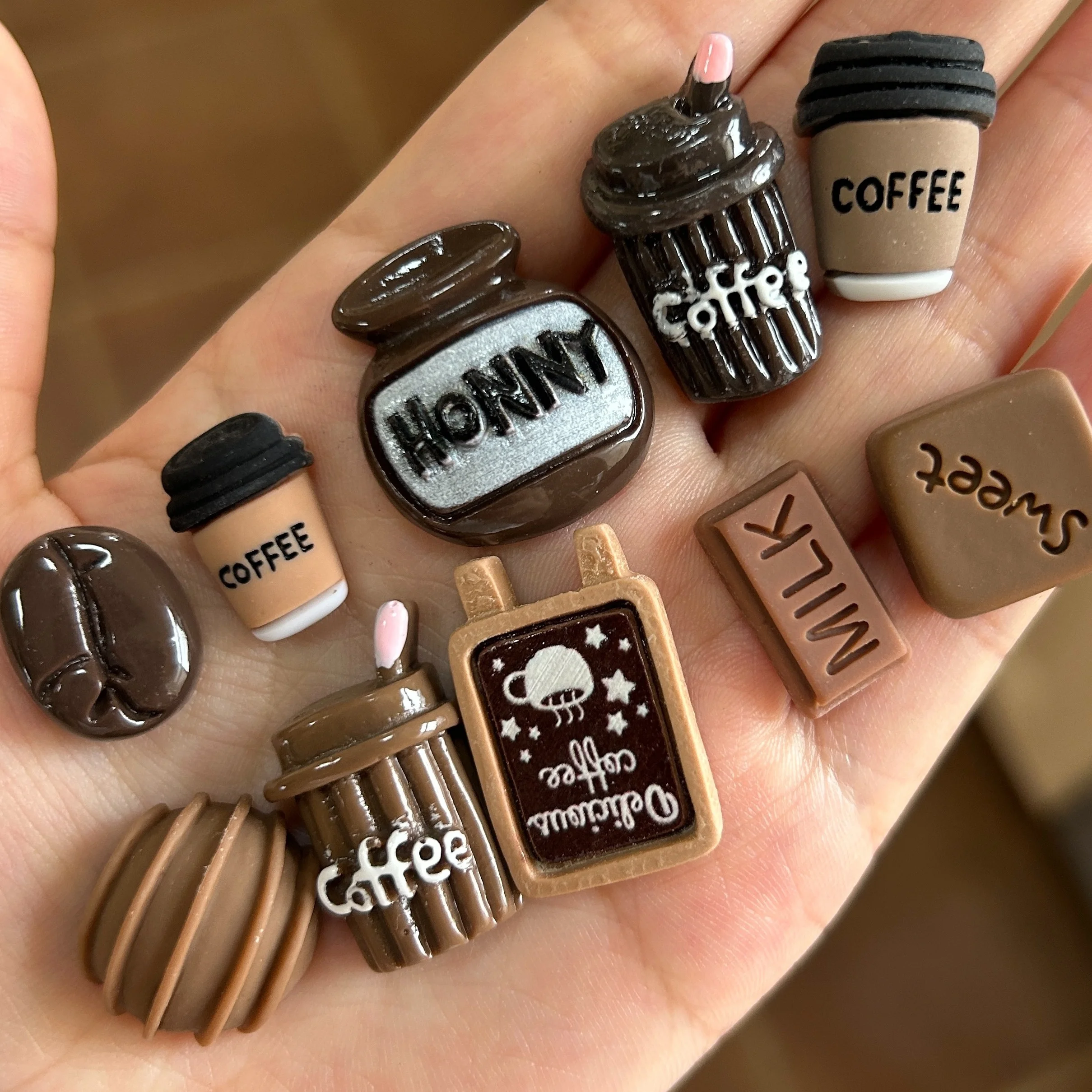 10pcs Coffee Chocolate Simulated Food Refrigerator Magnets, Kawaii Refrigerator Magnets, Whiteboard Stickers