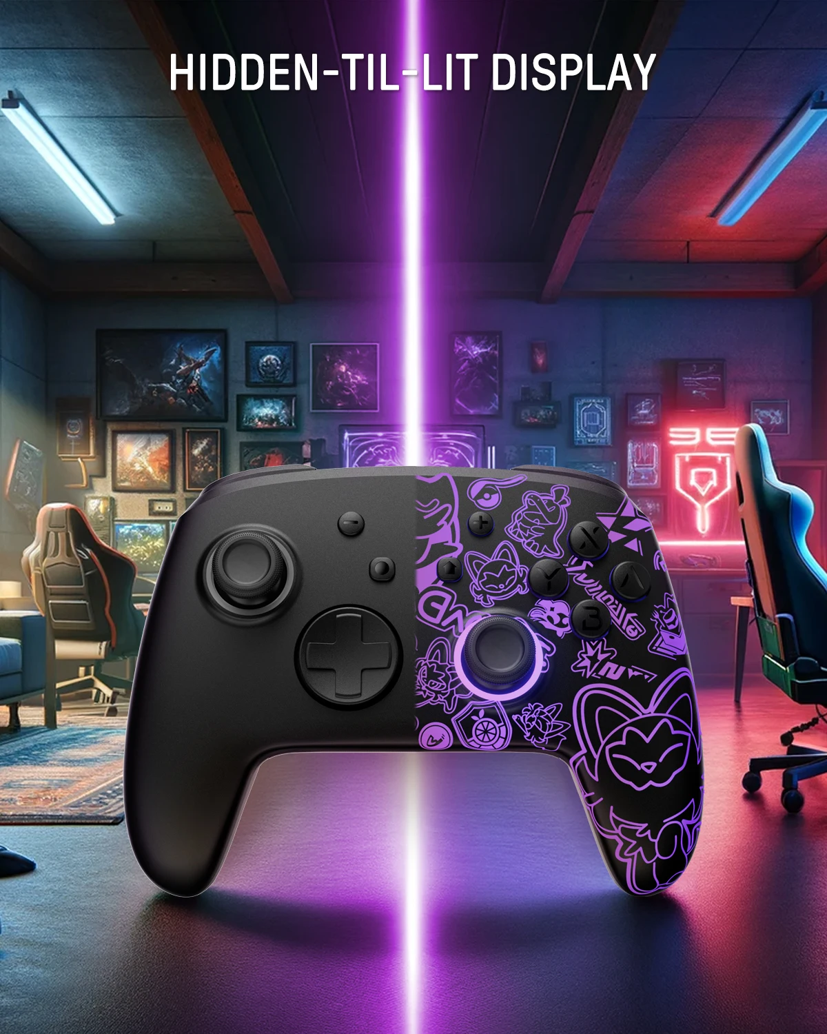 Imagem -04 - Funlab-wireless Switch Pro Controller Firefly Padrão Luminoso Nintendo Switch Cores Led Remo Turbo Controle de Movimento