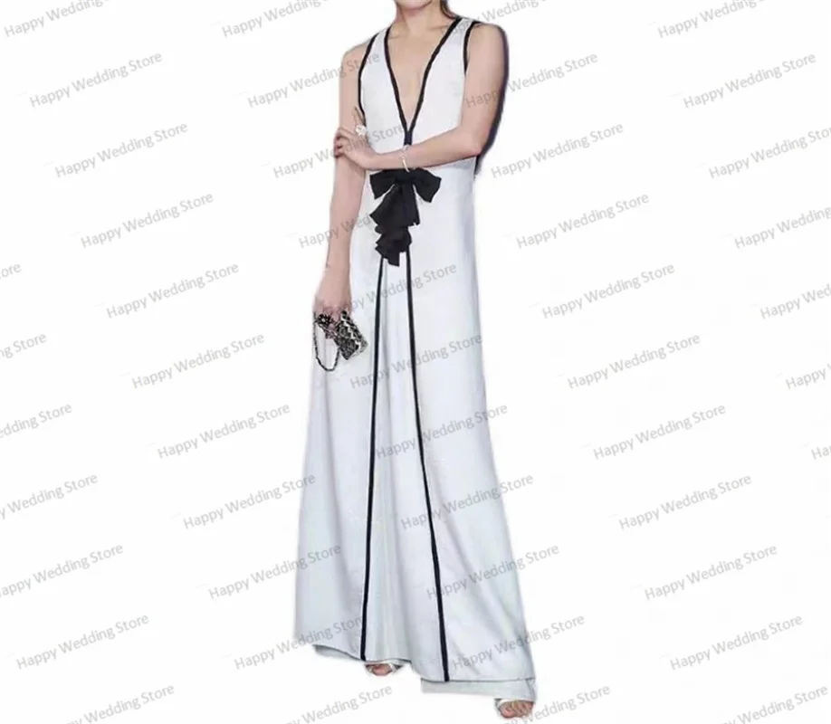 Lange weiße Frauen anzüge für Hochzeit elegante Blazer hose 2 Stück ärmellose Party Abschluss ball Kleid junges Mädchen nach Maß