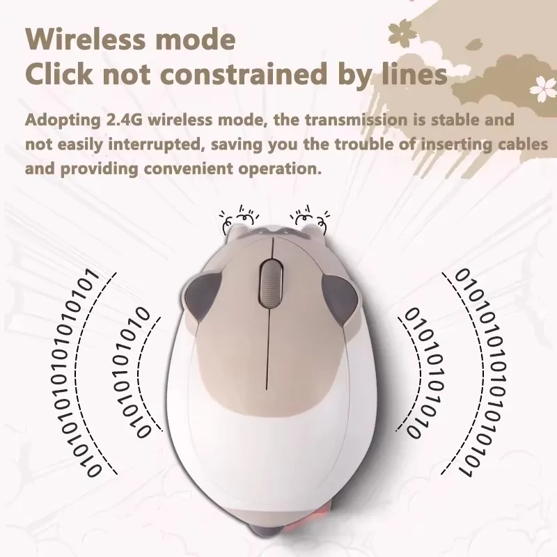 2.4G Tri-Mode Wireless 3D Cute Cat Animal Mouse For Girls Portable Ergonomic Design Kawaii Optical Mouse For PC Laptop Computer