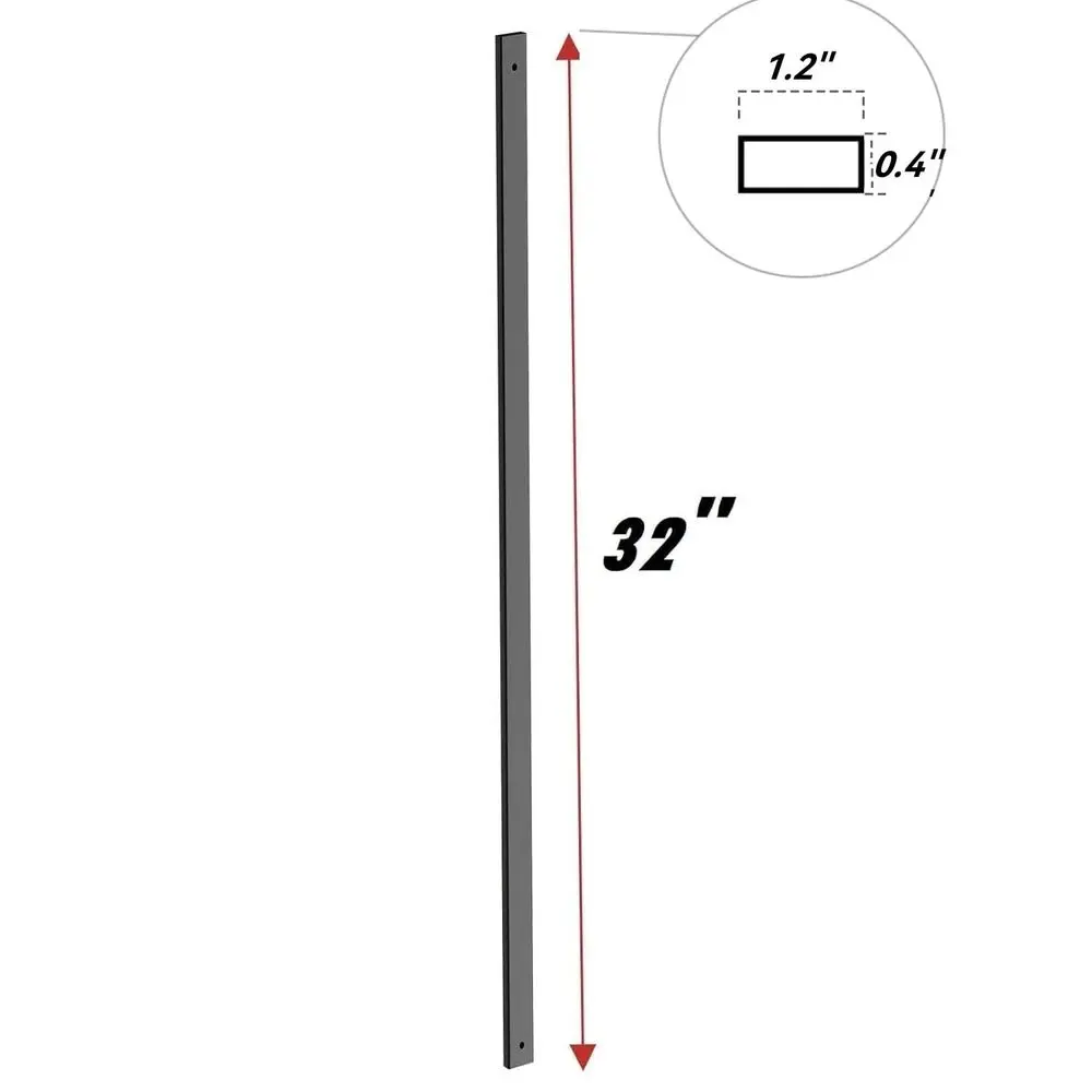 Hollow Rectangular Metal Balusters, 32 Black Deck Spindle, 26-Pack for Porch Railing (32x1.2x0.4 Inches)