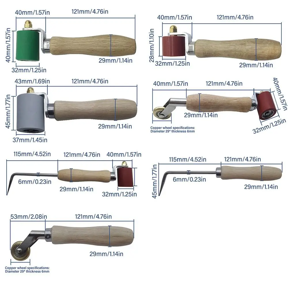 Durable High-temperature Resistant Seam Hand Roller 28/40/45mm Silicone Smoothing Seam Roller Copper Pressure Wheel Wallpaper