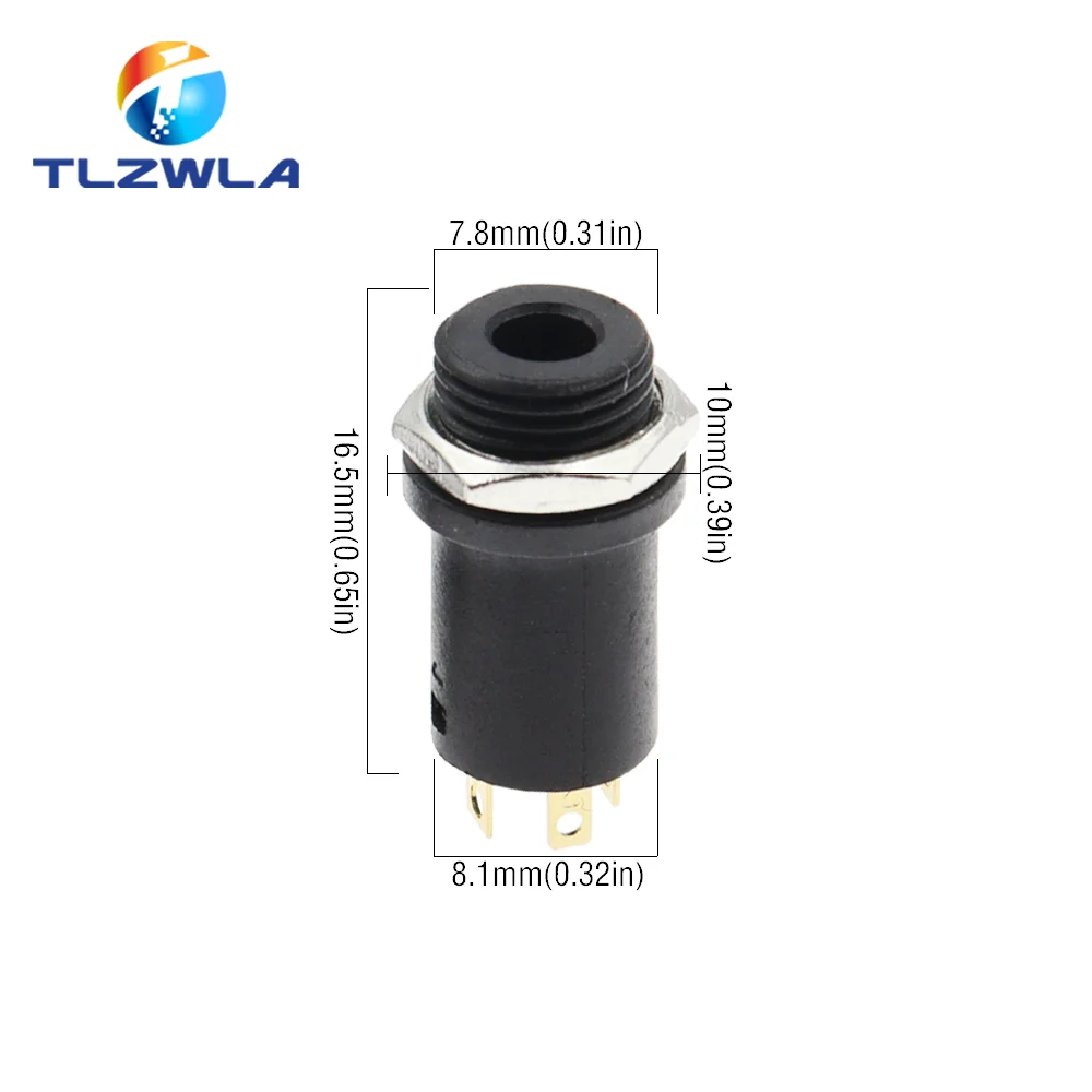 5PCS 3.5mm 4 Channel Female Headphone Stereo Jack Panel Mount Connector Audio Video Vertical Socket Gold Plated High Quality