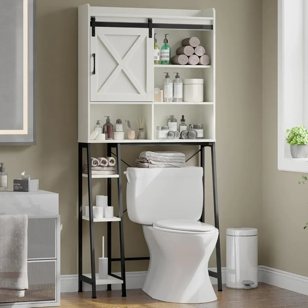 The Toilet Storage Cabinet, with Sliding Door，Home Space-Saving Toilet Rack, for Bathroom, Restroom