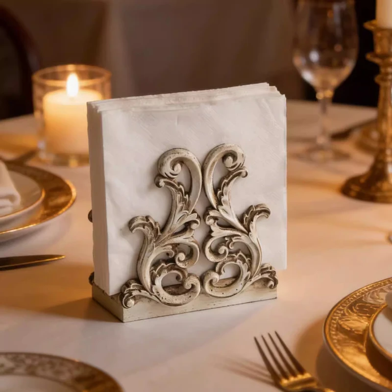 

European Solid Wood Tissue Holder Wooden Desktop Napkin Storage Rack Cafe Restaurant Kitchen Paper Holder Home Decoration