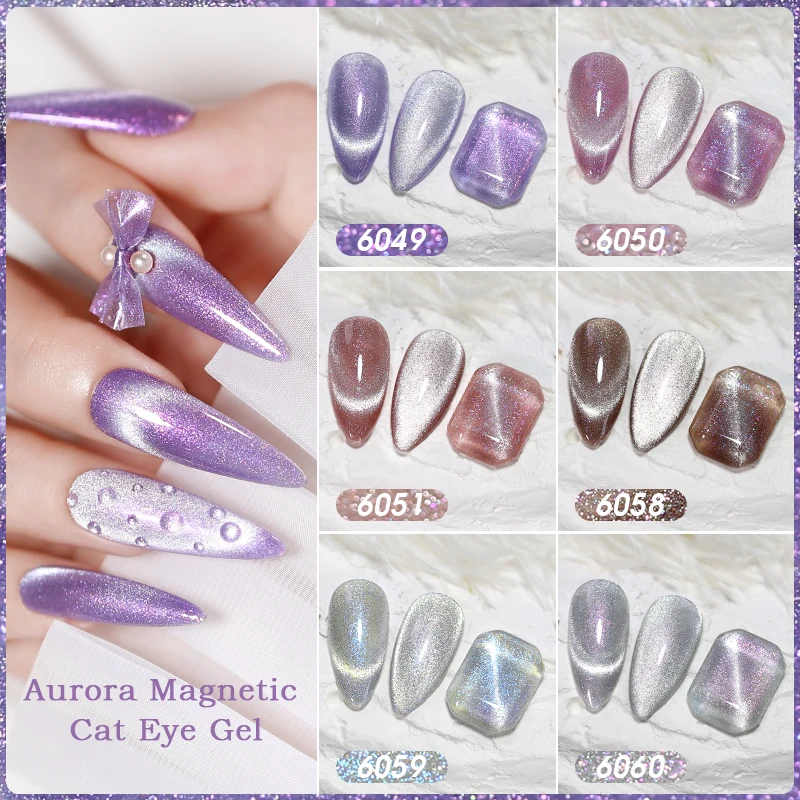 Clou Beaute 4-teiliger Katzen-Magnet-Gel-Nagellack mit Magnetstab, Maniküre-Set, Lack für Maniküre, grün, rot, Aurora-Nagelkunst