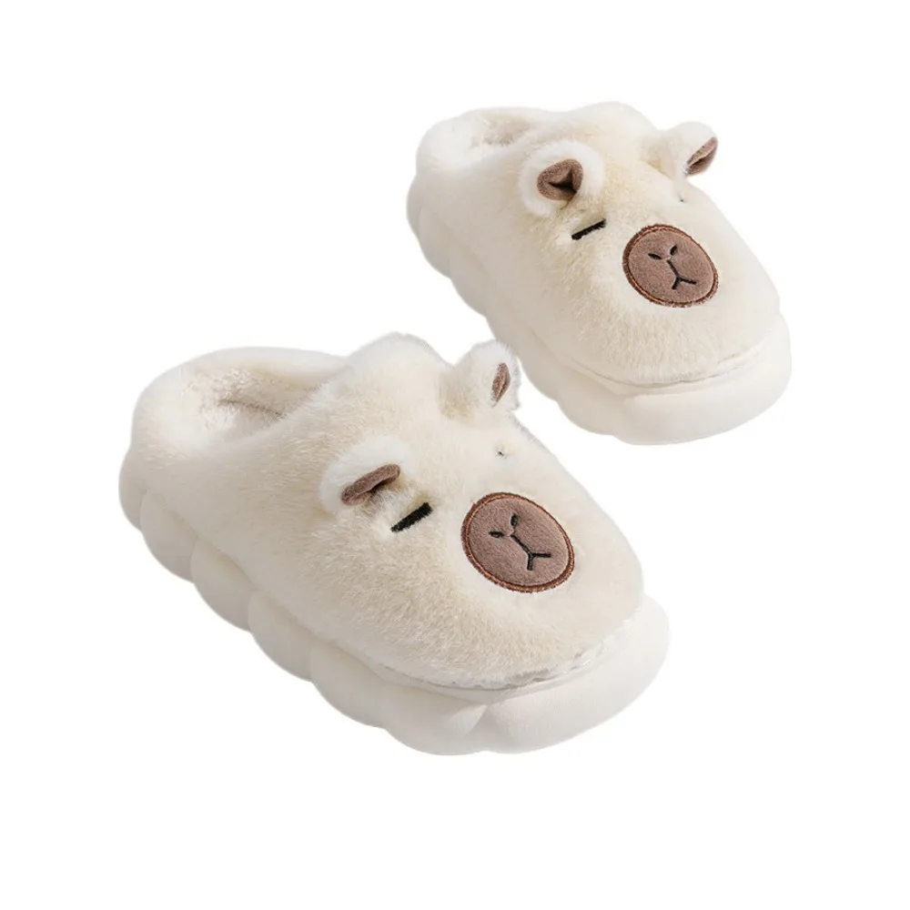 Houseshoes الشتاء كابيبارا النعال رشاقته الدافئة لينة الكرتون فروي النعال المضادة للانزلاق لطيف دفئا المنزل أحذية قطنية زوجين