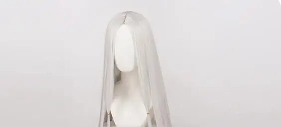 Perruque de Cosplay Synthétique Blanche et Argentée de 120cm, Longue avec Bonnet