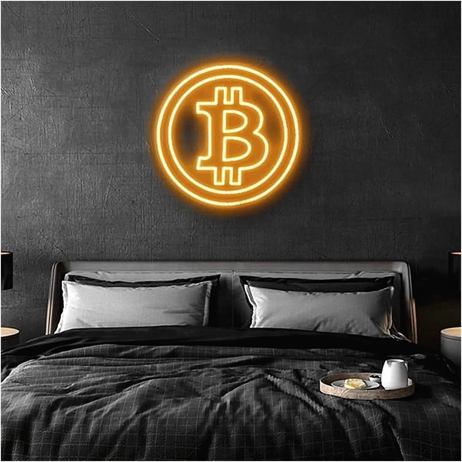 Bitcoin-Shaped Neon Signs, Bitcoin-Themed Neon Signs, Yellow LED Lights for Bedrooms, Homes, Offices, and Bars