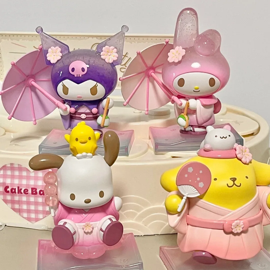 

Genuine Sanrio Blind Box Anime Figure Kuromi My Melody Cinnamoroll Action Figurines Blossom And Wagashi Series Cartoon Kid Gifts