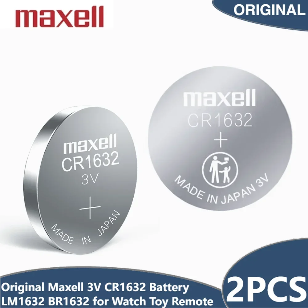 2PCS Original MaxeII CR1632 Button Battery Lithium Coin Cell Batteries 3V LM1632 BR1632 ECR1632 CR 1632 for Watch Toy Remote