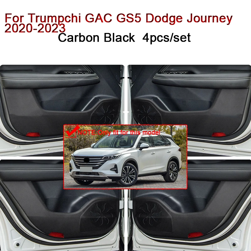 

For Trumpchi GAC GS5 Dodge Journey 2020-2023 Car Door Anti Kick Pad Carbon Fiber Leather Texture Anti Dirt Protective Sticker