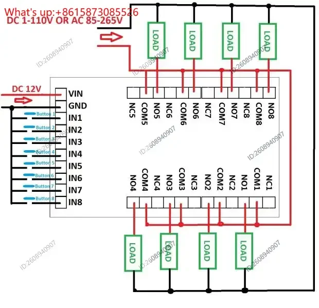 1PCS     New IO22D08 8‑Channel Pro Mini PLC Relay Module DC12V Multifunction Delay Timer Switch Control Board