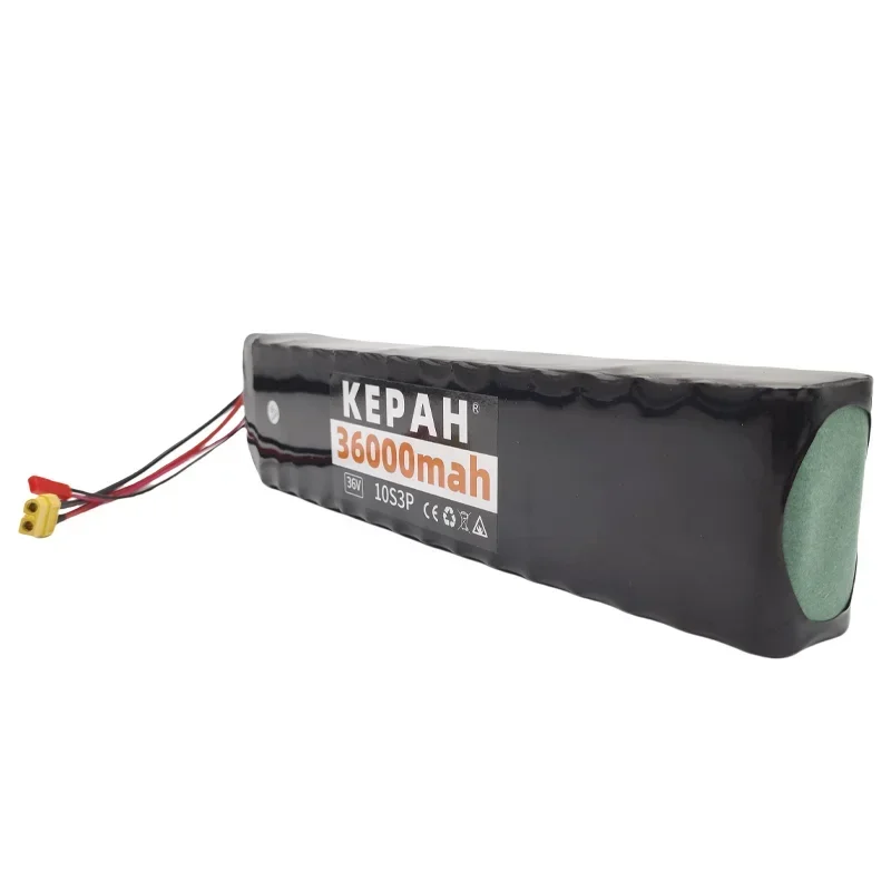 36V 36Ah Rechargeable Lithium Battery Pack 18650 10S3P 500W Power Modified 36V Electric Scooter Battery with BMS, SYP XT60 JST