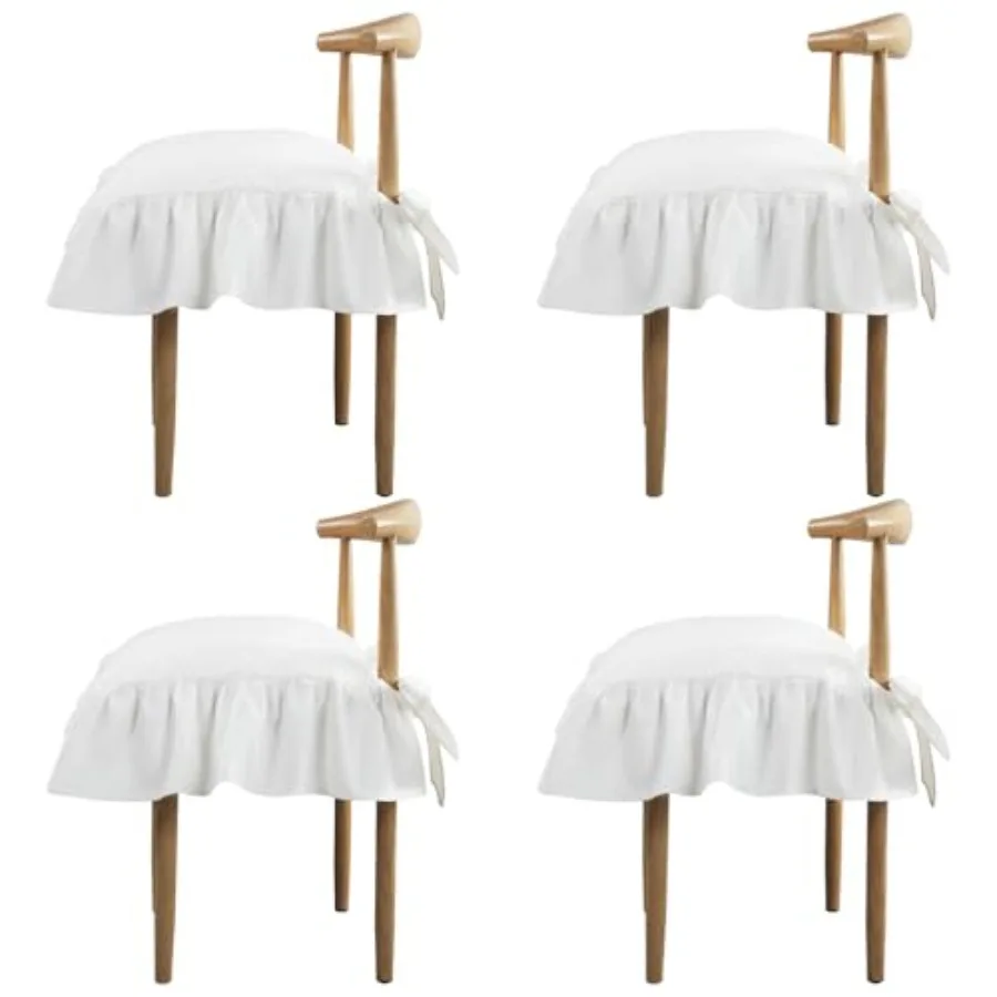 

Комплект из 4 чехлов для стульев с рюшами, 7,5x7,5 дюймов, французский стиль, с завязками, декоративные чехлы-юбки для дома