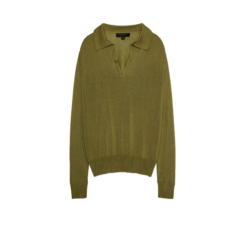 

Новое весеннее поступление, женский длинный свитер с плоским игольчатым воротником, простой вязаный свитер, прямая трубка, полиэфирное волокно