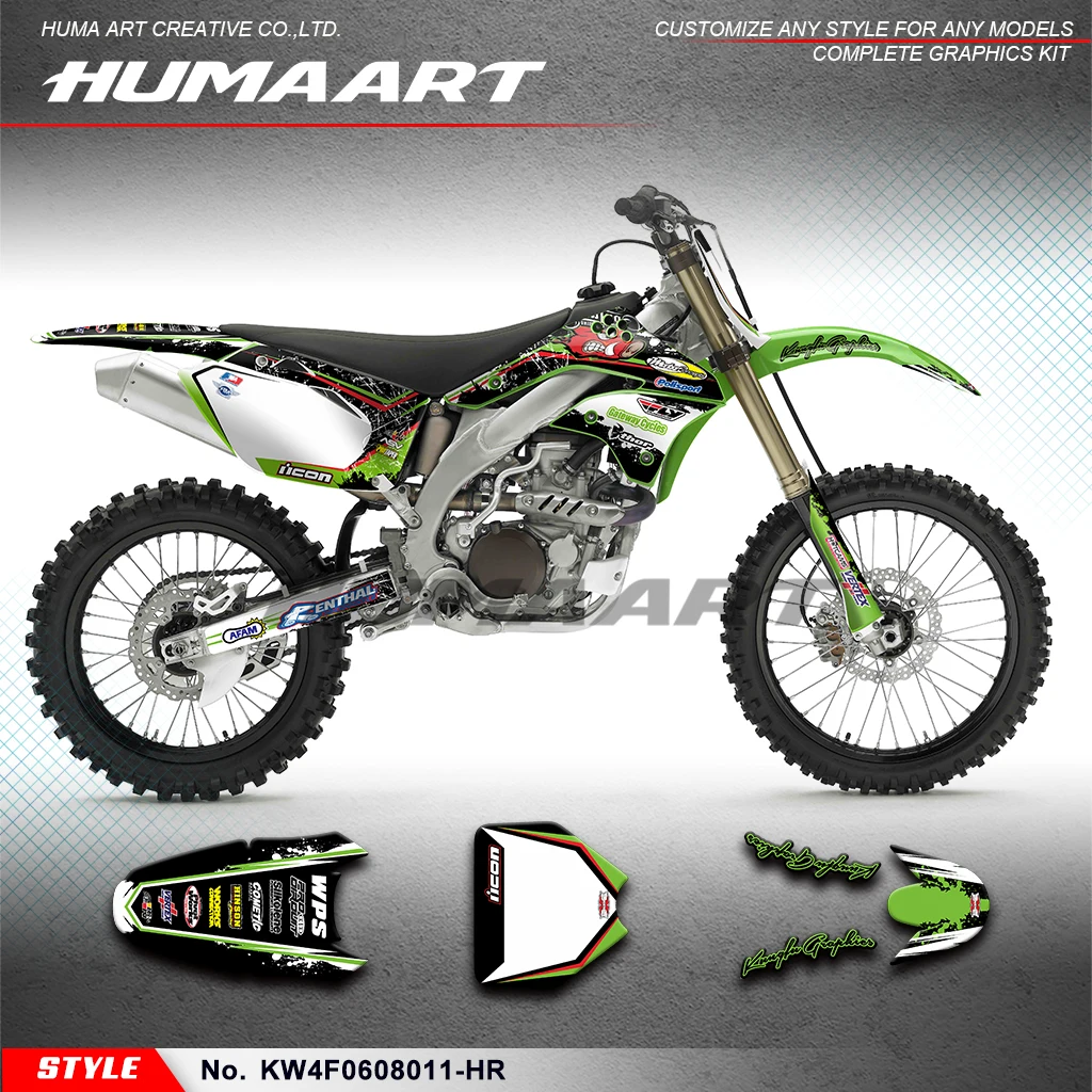 

HUMAART Stickers Set Vinyl Sticker for Kawasaki KX450F KXF 450 2006 2007 2008, KW4F0608011-HR