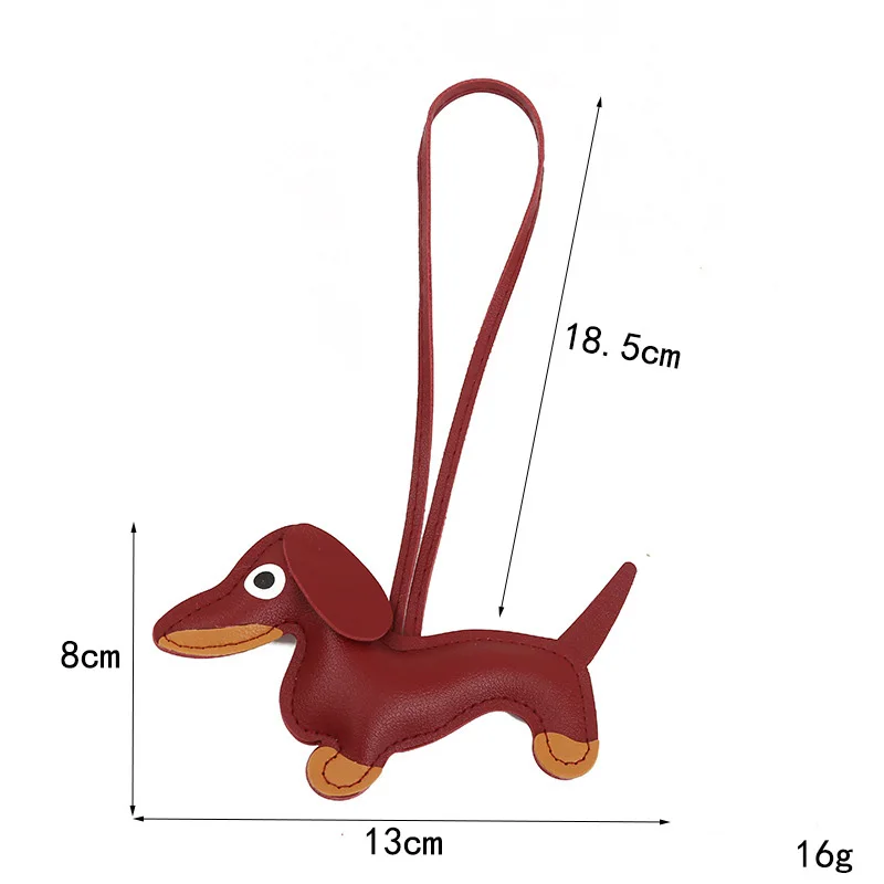 Car Dachshund Dog Keychain Fashion PU Leather Dog Keychains For Women Bag Pendant Jewelry Trinket Key Ring Key Holder Gift