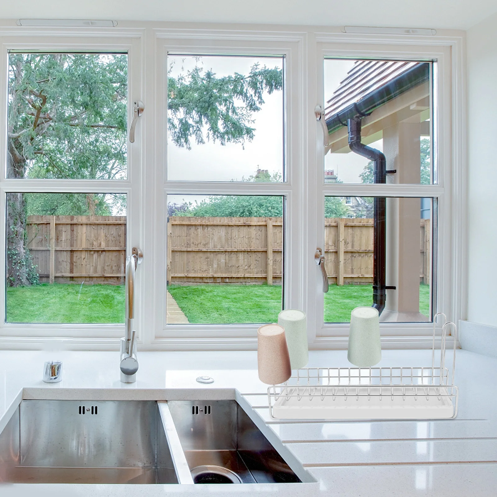 

Stainless Steel Water Cup Drying Rack Large Capacity Space Saving Cup Organizer For Kitchen Bathroom Desktop Milk Bottle