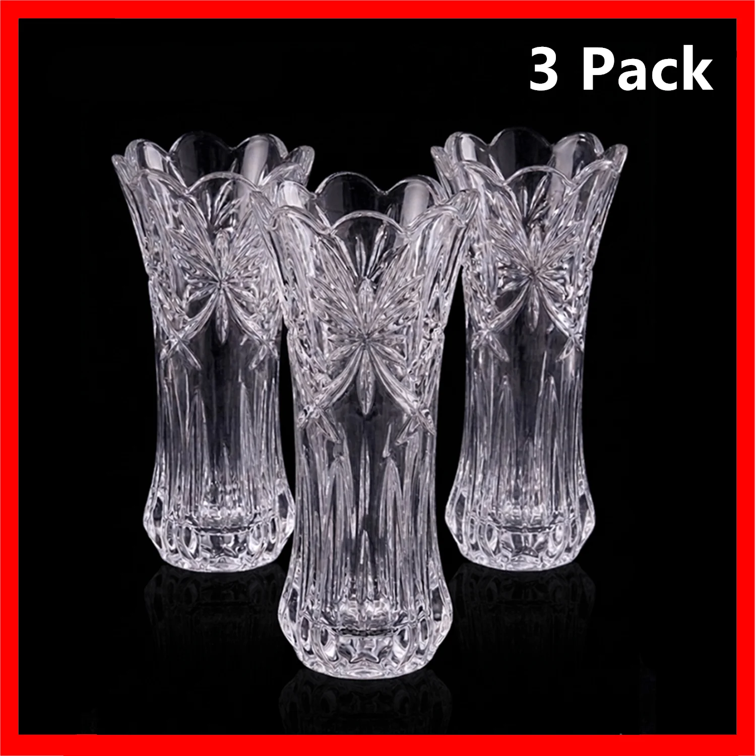 

Set of 3 Tall Transparent Glass Vases, Heavy Duty Decorative Vases for Fresh Flowers & Hydroponics, Elegant Table Centerpiece fo