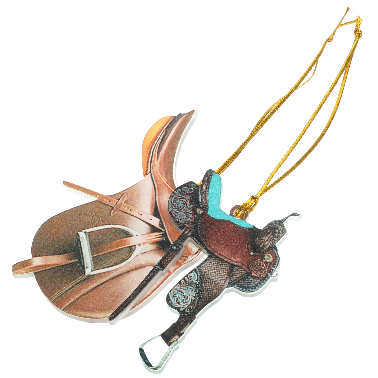 2 Pcs Saddle Pendant Accessory Horse Decorations Rearview Mirror Hanging Car Ornament Acrylic Western