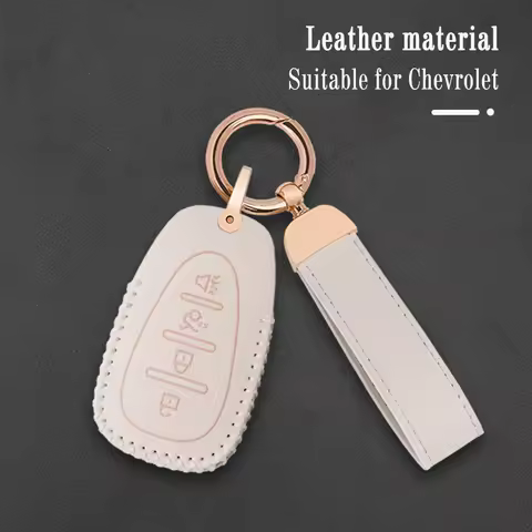 Leather Car Remote Key Case Cover Protector Shell for Chevrolet New Malibu XL Cruze Equinox Camaro Sonic Volt Bolt Trax Keychain