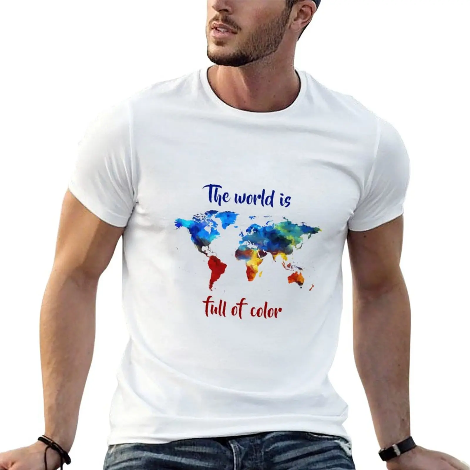 

The World Is Full Of Color T-Shirt man t shirts cotton t shirt man plain T-Shirt