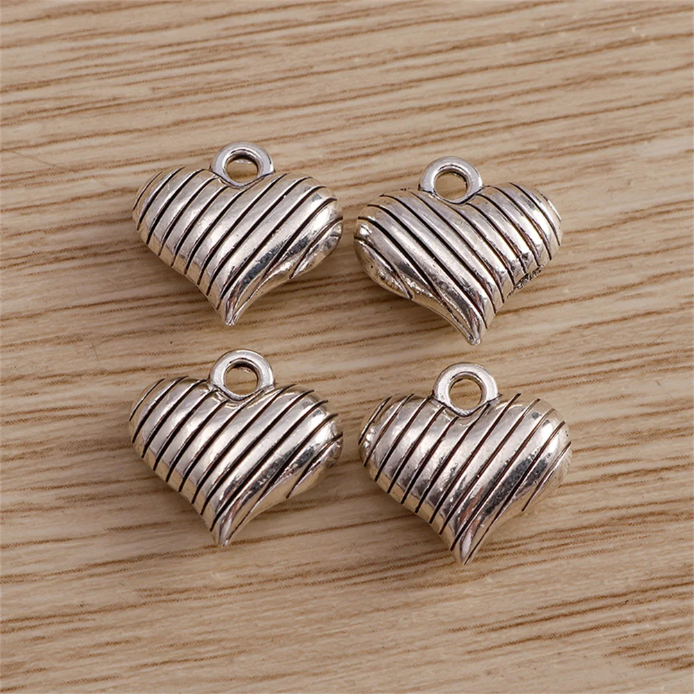 Tusember 10 Stück 13x13mm Legierung Antik-Silberfarbene Herzanhänger für Ohrringe, Halsketten, DIY-Schmuckherstellung, handgefertigte Bastelarbeiten – Detail 3