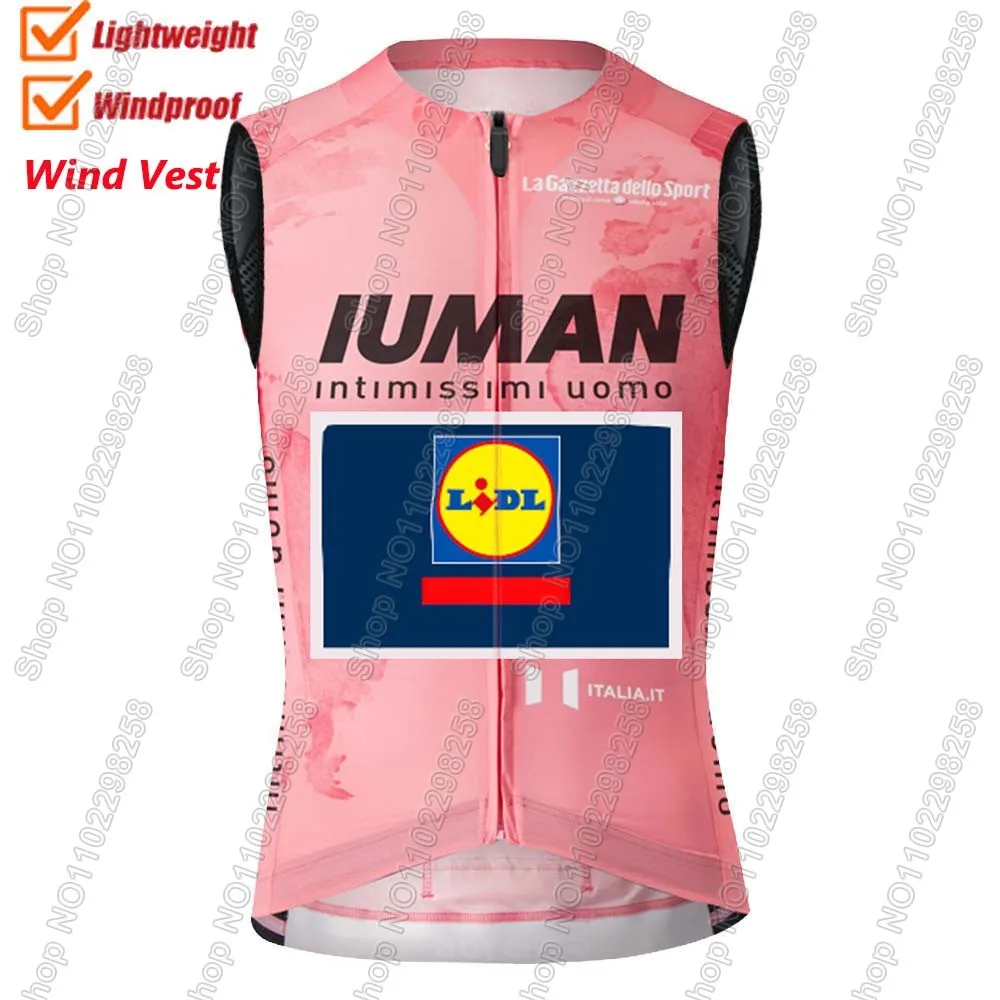 

Розовый ветровой жилет команды LIDL 2025 Tour De Italia, велосипедный трикотаж без рукавов, ветрозащитный легкий ветрозащитный жилет MTB Ropa Maillot