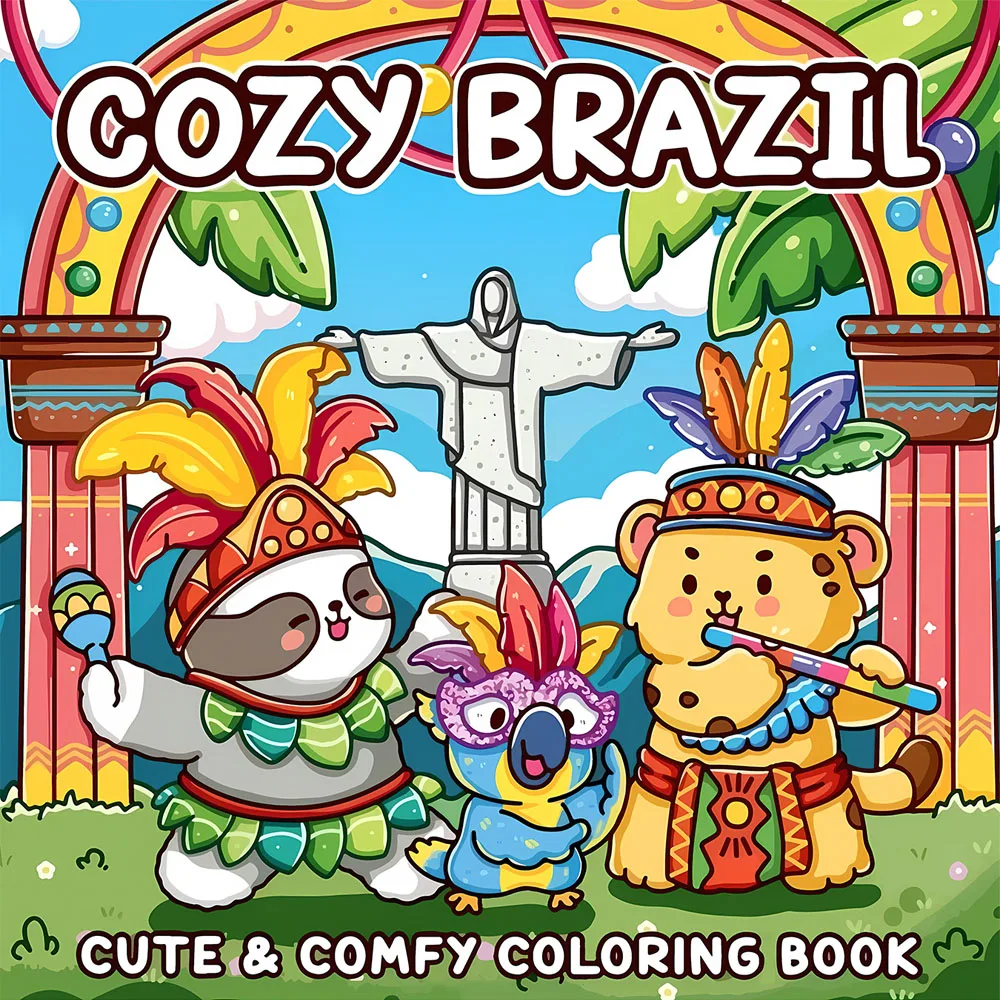 كتاب تلوين برازيلي مريح للبالغين يتميز بنمط جريء وسهل للاسترخاء للأطفال كتاب رسم تعليمي يمكنك صنعه بنفسك #1