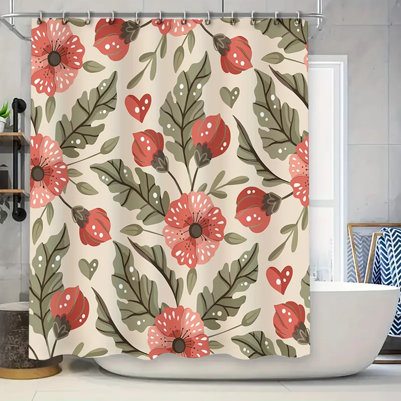 

Vintage Floral Shower Curtain Decorative Bathroom Waterproof Fabric 3D Print Home Improvement Decoration