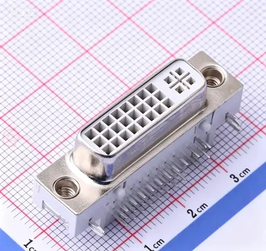 DVI 24P+5P 90-degree DIP, screw-locked, white glue