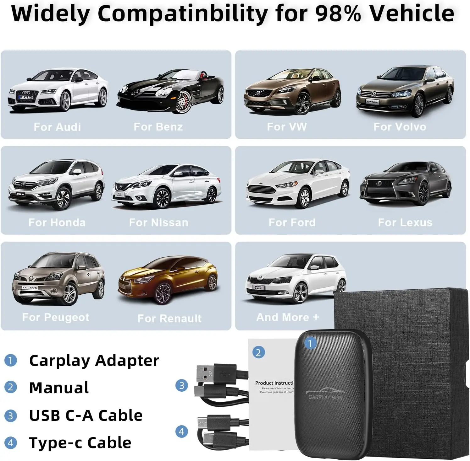 5 in 1 Smart Ai Box TV BOX Wireless Android Auto Carplay Adapter 2G+16G Android system Plug&Play Navigation For Netflix YouTube