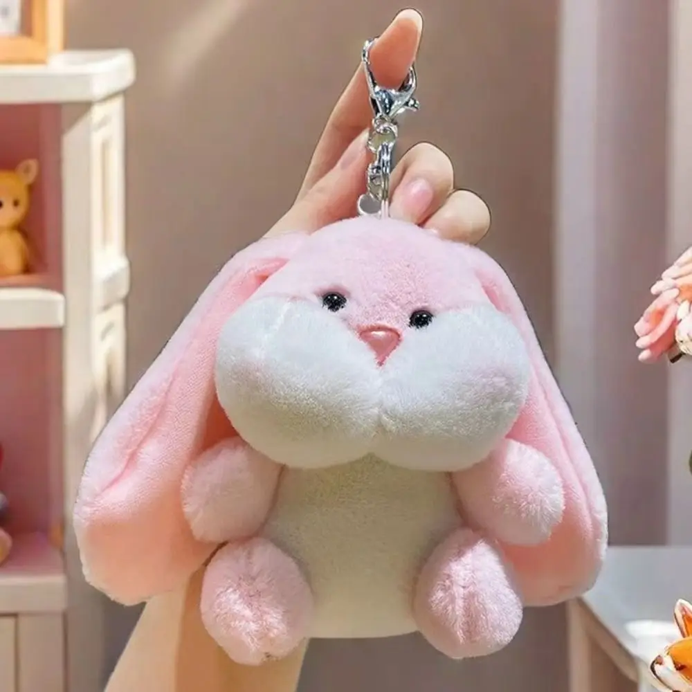 Chubby Big Eared Rabbit Plush Keyring Stuffed Lovely Rabbit Plush Doll Keychain Decoration Cute Rabbit Plush Pendant Kids