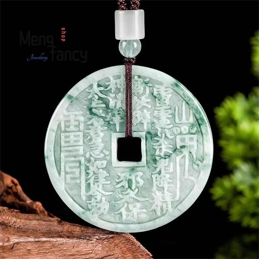 

Natural A-goods Jadeite Floating Flower Mountain Ghost Spend Money Gossip Jade Pendant Exquisite High-grade Fashion Fine Jewelry